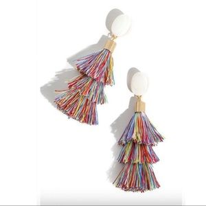 Multi Colored Tiered Tassel Dangle Earrings
